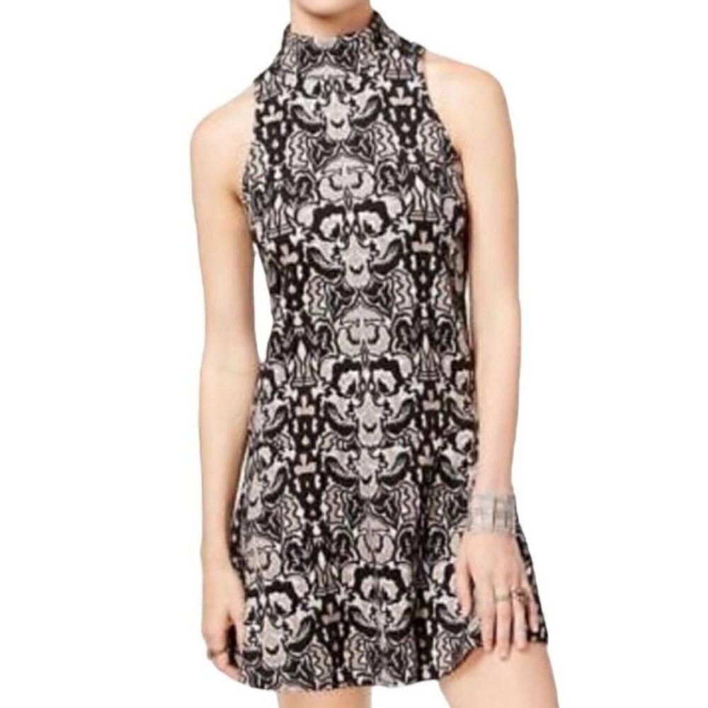 Free People Amelia Jacquard Mock Neck Sleeveless Mini Dress Size Small - Picture 2 of 9